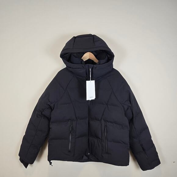 Halfdays Georgie Puffer Jacket Size XL Black Coat Ski Snow Winter Hood - Picture 1 of 6